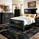 RELEANY Washable Area Rugs 9'x12' Non-Slip Modern Abstract Soft for Living Room Entryway Bedroom Nursery, Print Pattern, Dark Black Gold