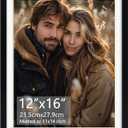Rempry 12x16 Picture Frame, Display Pictures 11x14 with Mat or 12x16 Without Mat, Wall Hanging or Tabletop Photo Frame with Shatter Resistant Plexiglass, Black, 1 Pack