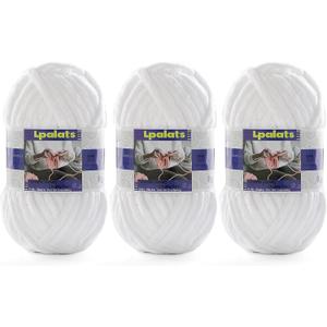 Chunky Chenille Yarn for Crocheting - 3 Pack of 100g/3.5oz - #6 Super Bulky - Polyester - Baby Blanket Yarn for Crochet Amigurumi Blankets (3, Pure White)