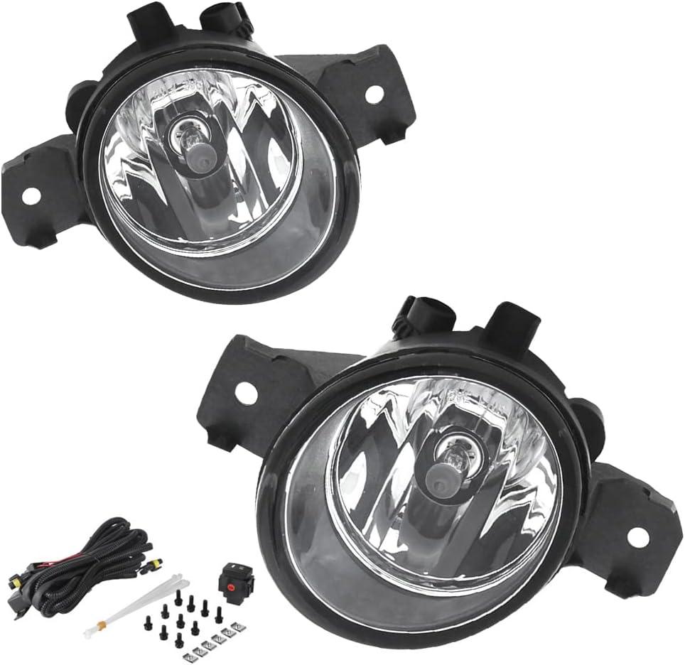 Driving Fog Lights Lamps Replacement for 2007-2018 Nissan Altima 2013-2018 Nissan Pathfinder, 2012-2019 Nissan Versa, with H11 12V 55W Halogen Bulbs & Switch