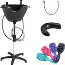 Dompel Portable Shampoo Bowl, Ergonomic and Deep Portable Wash Bowl for Hairstylist and Handicap & Disabled, Seniors, Home Services, Steel Structure, Hair Washing Basin. (DOMPEL-NECK-BRUSH)