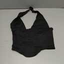 REORIA Crop Tops for Women Sexy Halter Deep V Neck Summer Trendy Sleeveless Backless Corset Cami Y2k Basic Going Out Tank Top Black Small