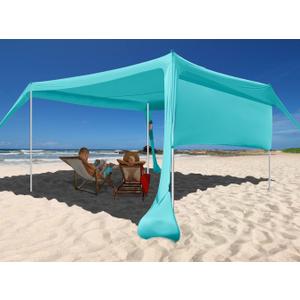Beach Canopy Tent Shade with Sidewalls 10x10FT, 6.6FT Tall, UPF50+ Sun Shelter, Windproof & Water Resistant, Includes Guylines Sand Shovel Stability Poles, Easy Up for Beach Outdoor Camping Backyard