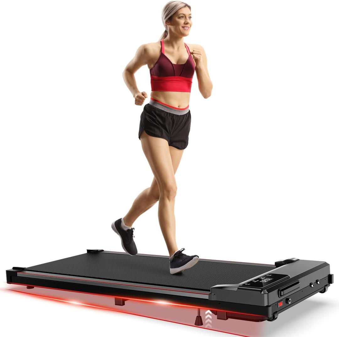 6% Incline Walking Pad with Handle Bar,Compact and Foldable Treadmill for Home and Office,2.5 HP Quiet Under Desk Treadmill with 300lbs Capacity,Big Led Display and Double Deck Cushioning (Black)