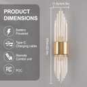 Battery Operated Wall Sconce 2-Light Modern Crystal Wall Sconces Gold Vanity Wall Light with Frosted Glass Luxury Wall Light Fixtures for Bedroom Living Room Dining Room Vanity Mirror Light