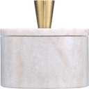 Queenza Marble Salt Cellar with Lid and Brass Knob (Brown)