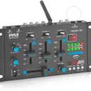 Pyle 3-Channel Professional DJ Mixer w/ Bluetooth - Dual Balanced Mic Inputs w/ Talkover, USB-A MP3 Player, Phono/Line In, CUE Monitor, Crossfader, LED Display for Mobile DJ, Karaoke, Events - PMX8BU
