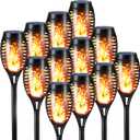 Toodour Solar Torch Flame Lights, 12 Pack Solar Light Outdoor with Flickering Flame, Waterproof Pathway Lights Landscape Decoration Lighting for Garden, Lawn, Yard, Outdoor Decorations (Warm White-12 Pack)