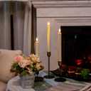 Homemory 48 Pcs Plastic Flameless Taper Candles with Remote Timer Dimmer, Taper Candles Battery Operated with Flickering Light, Ivory Led Candlesticks for Wedding Party Holiday Decoration 9.6 Inches