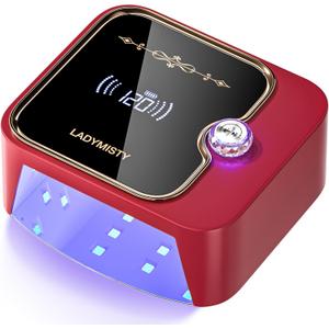 LadyMisty 268W Low Heat UV Nail Lamp Cordless, Fast Curing Rechargeable LED Nail Lamp with LCD Display & Knob, No Burn Professional Nail Dryer for Gel Polish Home Salon Gifts for Women