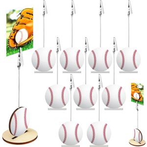 Funnymoom 20 Pcs Base Memo Clip Holder Table Number Card Place Holders Stand Note Paper Clip Centerpieces for Table Party Favors Photo Stand Events Decoration(Baseball)