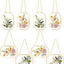 Spiareal 8 Pcs Octagon Glass Pressed Flower Frame 5 x 7 inches Double Clear Hanging Floating Frame with Chain Gold Geometric Herbarium Glass wall Picture for Dried Flower Plants Home DIY Wall Decor