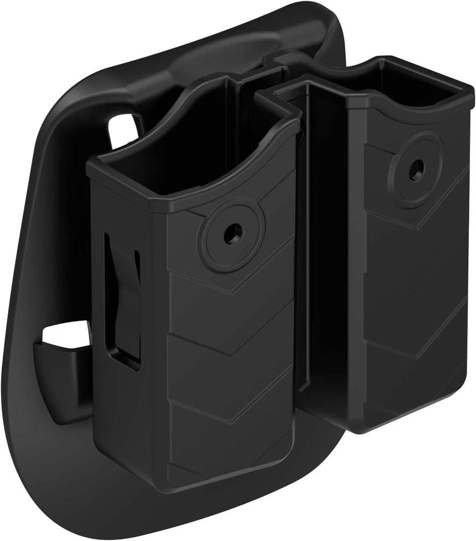 Universal Double Magazine Pouch - Dual Stack Mag Holster with Adjustable Retention for Glock, Sig Sauer, S&W, Beretta, Browning, Taurus, H&K, Springfield, Ruger Pistol Mags