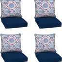 Arden Outdoor Deep Seat Cushion Set (4-Pack), 24 in x 24 in, Weather-Proof, Rain-Proof, Fade Resistant Patio Cushion for Chair, Sofa, and Couch Clark Blue | Outdoor Sofa, Couch, Conversation Set, Weather-Proof, Rain-Proof, Fade Resistant for Chair, Mold and Mildew Resistant