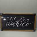 Bechivie Stay Awhile Sign, 24.8×12.6 Inches Wooden Guest Room Wall Decor, Rustic Home Living Room Bedroom Above Bed Wall Art