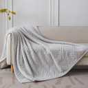 Faux Fur Quilt Twin Blanket for Couch, 480GSM Fuzzy Soft and Warm Coverlet Light Weight Quilted Blanket for Sofa, Chair, Bed, Bedroom, 60x80 Inches,Light Grey Interwoven