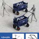 Foldable Push Wagon with Canopy, 200L Portable Folding Utility Pull Cart