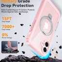 Oterkin Magnetic for iPhone 16 Plus Case Compatible with MagSafe [Foldable Stand][HD Camera Lens Protector][Built-in Touch Sensitive Glass Screen Protector] 15FT Military Full Body Rugged Case (Pink)