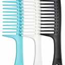 Wide Tooth comb, Large Detangling Comb for Women and Men, Durable Styling Brush for Curly, Long, Wet Hair Types - Professional Hair Care (Blue, White, Black)
