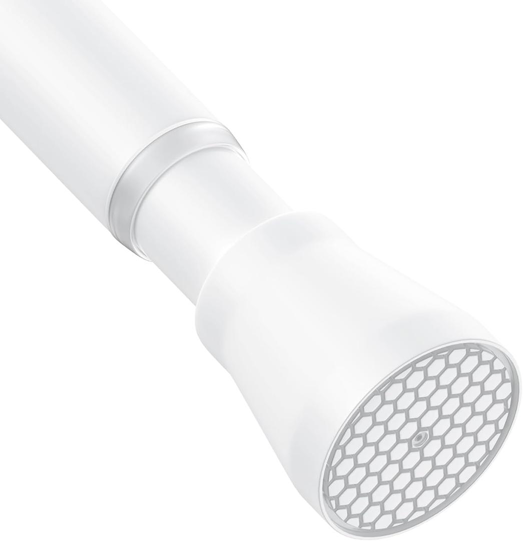 AIZESI Shower Curtain Rod 30-64 Inch No Drilling Adjustable Shower Rod Never Rust & Non-Slip Tension Curtain Rod White Spring Loaded Curtain Rods for Window Bathroom Doorway Closet Cupboard (34" to 59"-1Pcs)