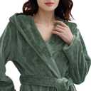 Amorbella Premium Plush Robe for Women Long Fluffy Fleece Robe Winter Warm Bathrobe with Pockets (L)