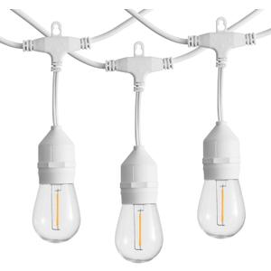 SUNTHIN 50FT Outdoor White String Light with 16 1W LED Shatterproof Filament Bulb for Patio Lights, Backyard, Porch, Party Lights