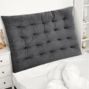Threehoney College Dorm Headboard Twin XL Velvet Ultra Thick Cushion Tufted Headboard with Wall Hooks for College Dorm Room Bed Decor, 39.25" x 34" x 3.15" (Elegant Color)