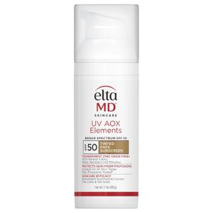 EltaMD UV AOX Elements Tinted Mineral Face Sunscreen Lotion, Tinted Moisturizer for Face SPF 50 with Antioxidants, For Dry Sensitive Skin 1.7 oz Pump
