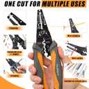 MulWark 3 in 1 Automatic Self Adjusting Wire Stripper/Cutter/Crimper, 8 Inch Multi Pliers For Electrical Wire Stripping, Cable Cutting, Crimping Tool from 8 AWG to 30 AWG