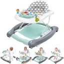 Foldable Baby 5-in-1 Activity Walker - Rocker, Activity Center, Bouncer, Seat Walker, Push Walker - Adjustable Speed Rear Wheels and Height Toys Ages 6-18 Months (Mint Green)