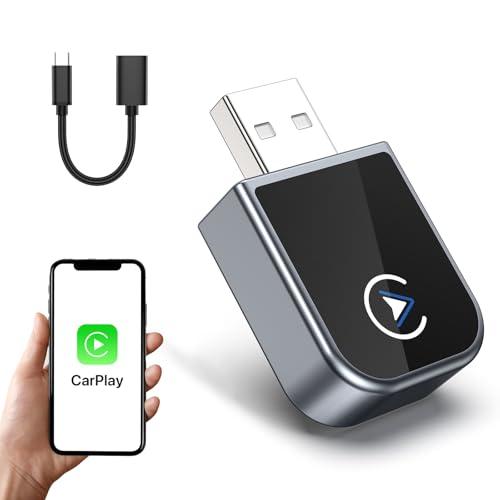 Wireless CarPlay Adapter for iPhone 2025 Upgrade, Mini Size, Convert Wired to Wireless, Plug & Play, Zero Latency, USB A & C Compatible, Works with 2015+ Cars & iPhone 6+, Dual-Band Bluetooth & Wi-Fi