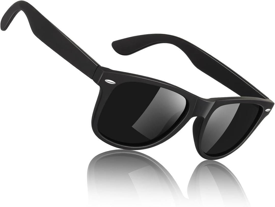 Sunier Polarized Sunglasses for Men and Women, Retro Square Matte Finish UV400 Protection Shades for Driving, Fishing
