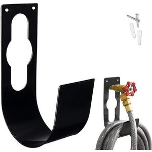 Garden Hose Hanger Wall Mount Heavy Duty Hose Holder Hook for 150ft 100ft 75ft 50ft Expandable Hose (Large, Black)