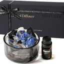Crystal Stone Aroma Diffuser with Essential Oils for Home Bathroom Office, Home Decor & Fragrance 2 in 1, Chic Aromatherapy Gift Set (Bluebell Scent)