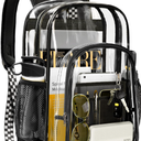 PAMANO Clear Backpack Transparent Heavy Duty Bookbag See Through Bag for College Work Travel Security, Black