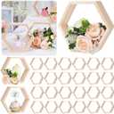 Barydat 24 Pcs 8 Inch Hexagon Shelves Wedding Table Decorations Hexagon Wood Centerpiece Geometric Terrarium Decorative Honeycomb Floating Storage Shelf for Home Office Room (Wood Color)