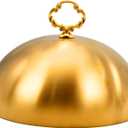 Gold Stainless Steel Food Dome Cover Food Protecting Dome Cover Serving Plate Dish Dome Cake Butter Dessert Cheese Cover for Burgers Restaurant Party (Flower Wreath Bead)