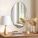 Frameless Wall Oval Bathroom Mirror, 24"x16" Wall Mirror | 15mm Beveled Edge, Tempered Glass, Farmhouse Small Mirror for Over Sink, Bedroom, Entryway (Horizontal or Vertical)