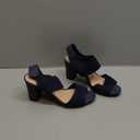 mysoft Women's Chunky Block High Heels Elastic Knit Open Toe Slingback Heeled Sandals
(7.5 Wide, Blue)