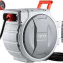 VEVOR Retractable Garden Hose Reel, 1/2 in x 100 ft, Wall Mounted Hose Reel with 9-Function Sprayer Nozzle and 180° Swivel Bracket, Any Length Lock, Automatic Slow Rewind System, for Garden Watering