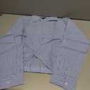 SUNNOW Women's Striped Twist Front Crop Button-Up Shirt Long Sleeve Casual Blouse Loose Fit Summer Tunic Top (L, Blue)