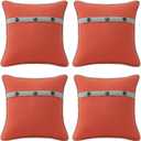 Outdoor Sunbrella Decorative Pillows with Triple Coconut Buttons Pack of 4, 18" x 18" Outdoor Pillow Set for Couch Bed Throw Patio Sofa, Canvas Melon/Cast Ash