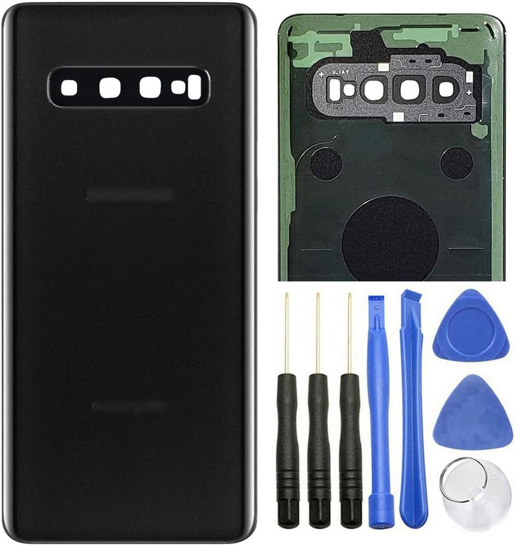 ubrokeifixit Galaxy S10 G973 Rear Back Glass Door Cover Replacement for Samsung Galaxy S10 6.1" G973 G973U G973W G973F,w/Camera Lens (Black)