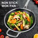 Wok Pan with Lid,12.6 inch Hybrid Woks & Stir-fry Pans Nonstick Stainless Steel Cookware, Cooking Wok for Induction Cooktop, Double Coated Honeycomb Pan