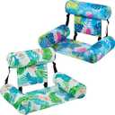 WERNNSAI Pool Chair Float - 2 Pack Inflatable Pool Float for Adults Green Plants Floating Pool Chair Lounge Adjustable Fabric Pool Float Hammock for Swimming Pool Beach Lake Summer