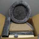 24" Scratching Post, Interactive Cat Scratcher, with Perch & Plush Toy, Sturdy Weighted Base, Grey