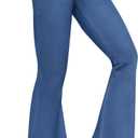 CLOZOZ High Waisted Flare Jeans for Women Stretchy Pull On 70s Bell Bottom Jean Pants Trendy Fashion Fitted Pant with Pockets (Blue, XL)