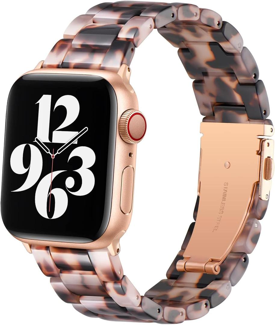 Bestig Resin Band Compatible with Apple Watch Bands for Women 40mm 38mm 41mm 42mm(Series 11 10), Lightweight Waterproof Strap for iWatch Series 10 9 8 7 6 5 4 3 2 1 SE Men(Black Agate)
