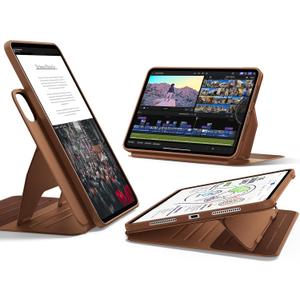 ESR for iPad Pro 13 Inch Case (M5/M4) 2025/2024, Rotating Case with Removable Magnetic Cover, Adjustable Portrait/Landscape Stand, 9 Standing Angles, Shift Series, Brown