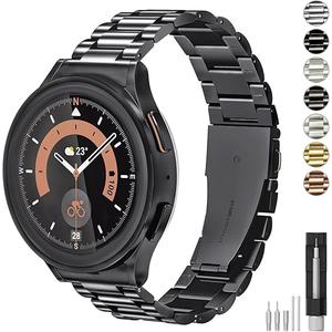 Stainless Steel Band Compatible with Samsung Galaxy Watch 7 6 5 4 FE Pro Classic 40mm 44mm 43mm 47mm 45mm 42mm 46mm, 20mm Metal Elegant Casual No Gap Strap for Women Men